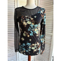 VENUS Black Floral Mesh Yoke Long-Sleeve Tunic