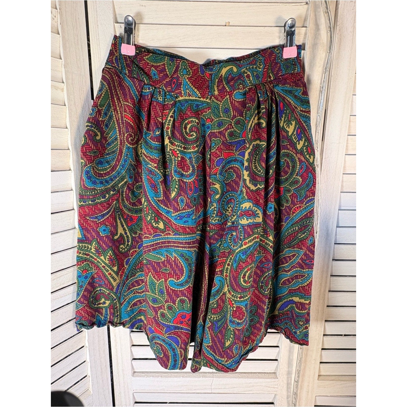 Vintage Paisley Culottes in Burgundy, Teal & Mustard