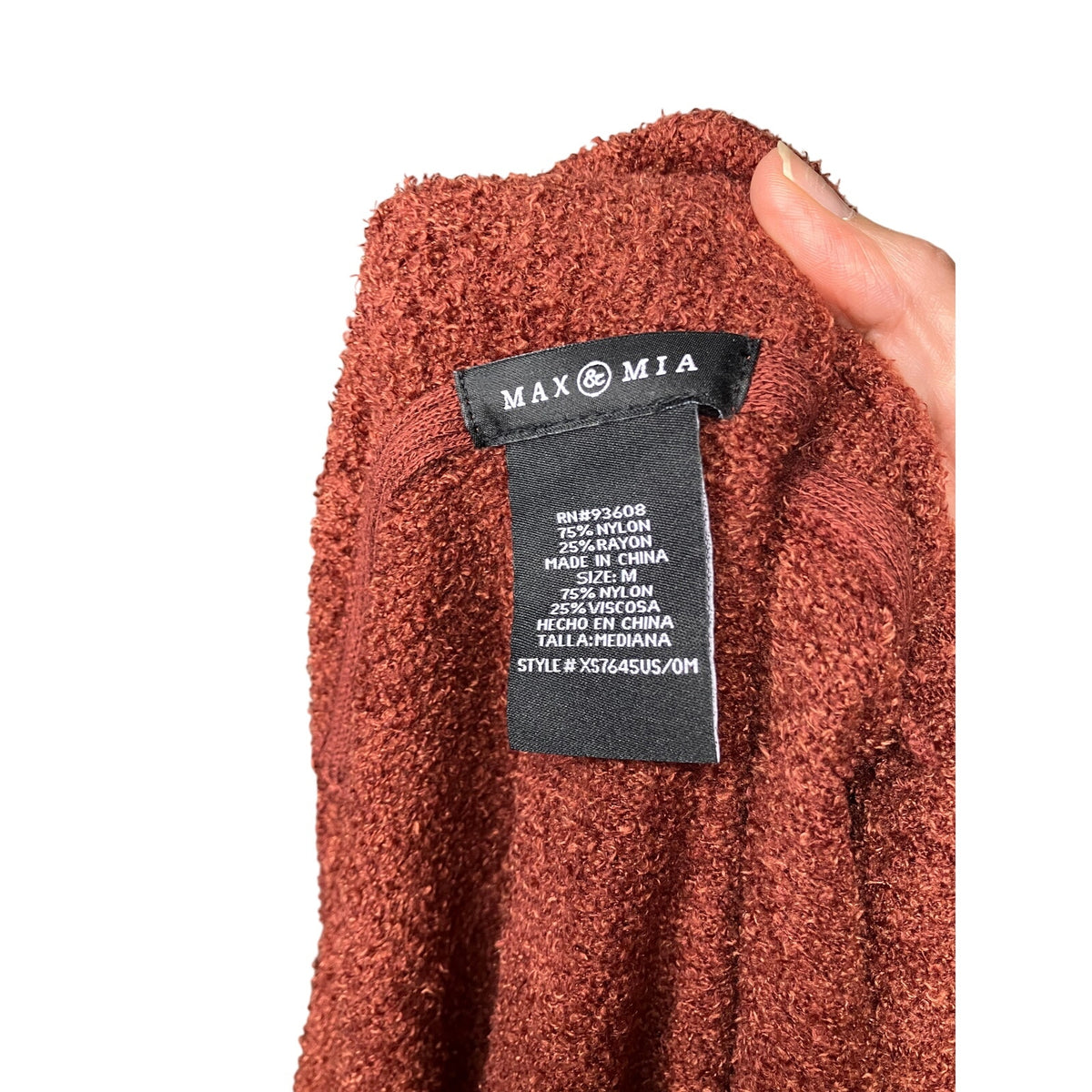 Max & Mia Women’s Medium Rust Burnt Orange Draped Open Front Cardigan Cozy