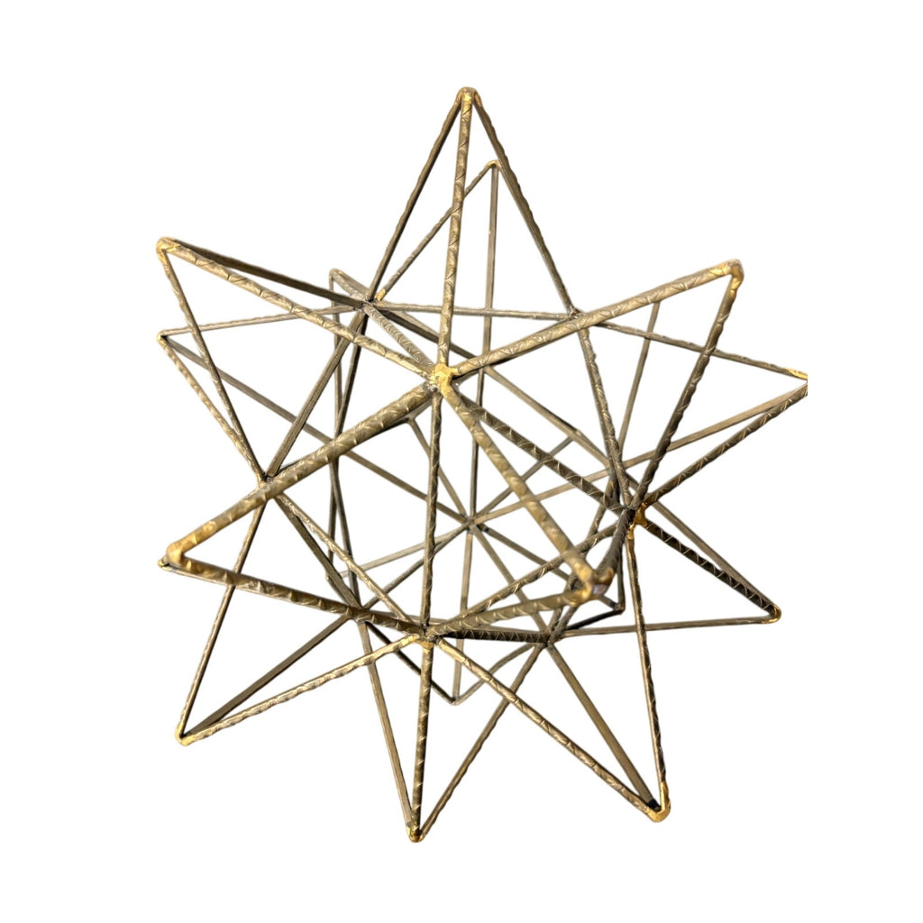 Large Gold Metal Geometric Star Sculpture 3D Wire Celestial Home Decor
