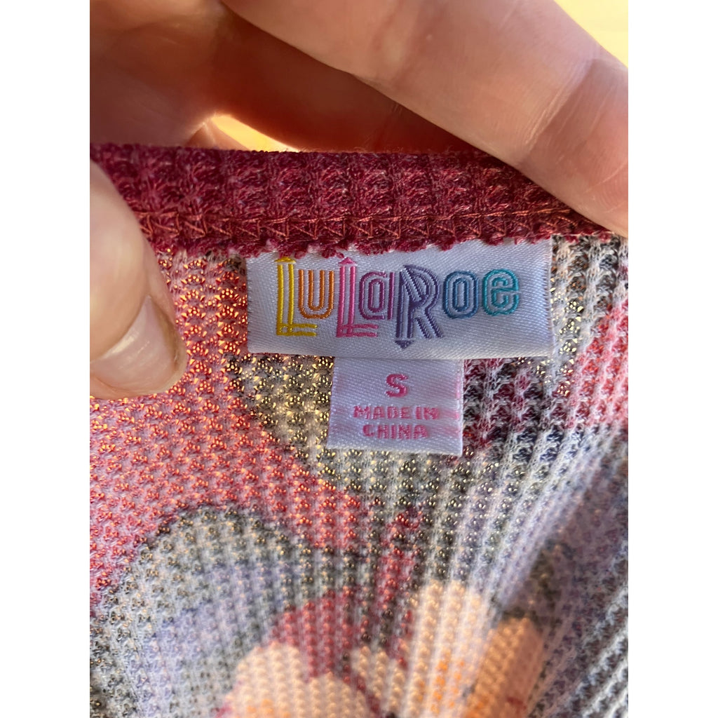 LulaRoe Floral and lemon Waffle Henley Size S