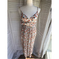 Floral Spaghetti-Strap Midi Dress in White Multicolor floral print