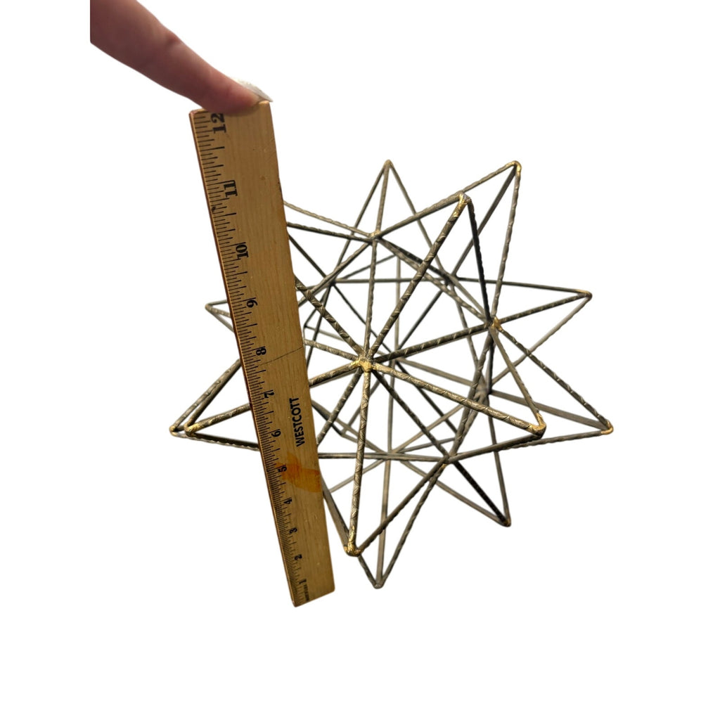 Large Gold Metal Geometric Star Sculpture 3D Wire Celestial Home Decor