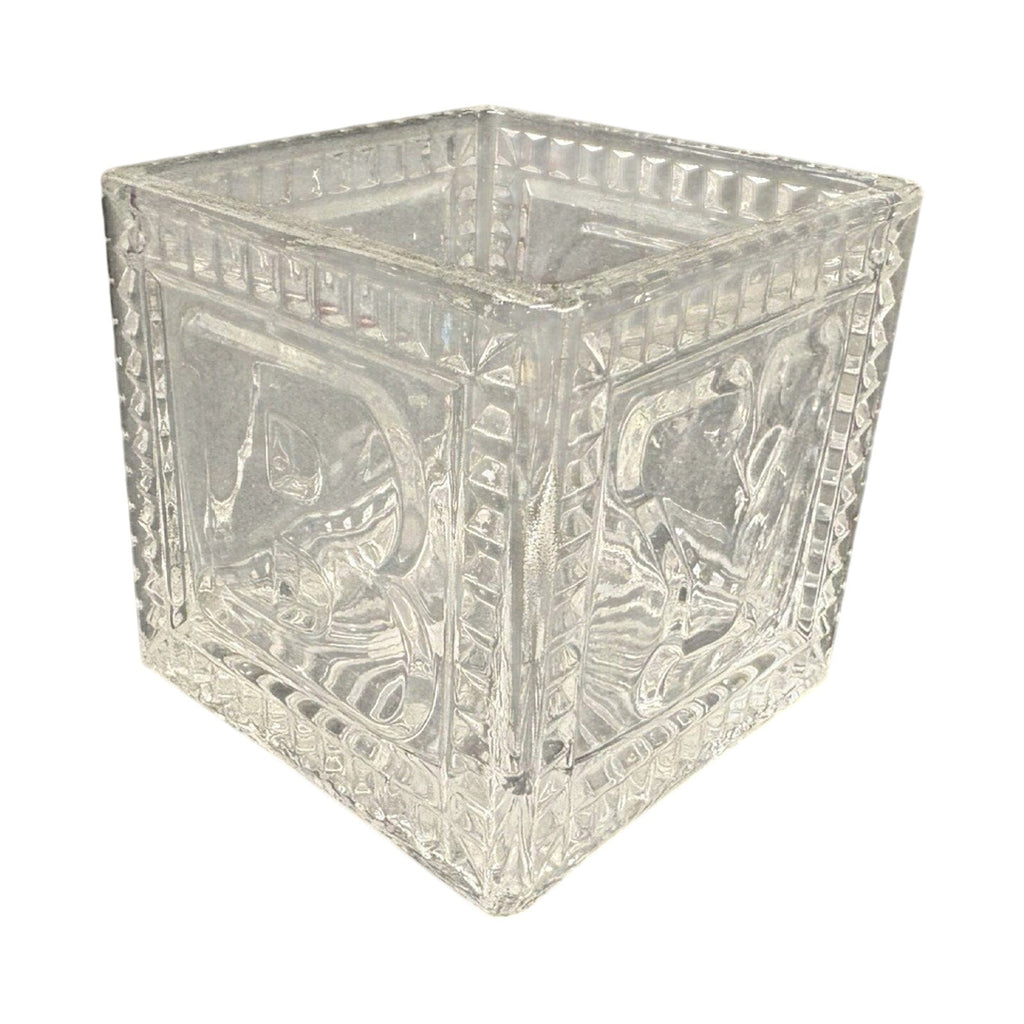 Clear Square Pressed Glass BABY square Open-Top Holder, Clear Glass Square Bowl