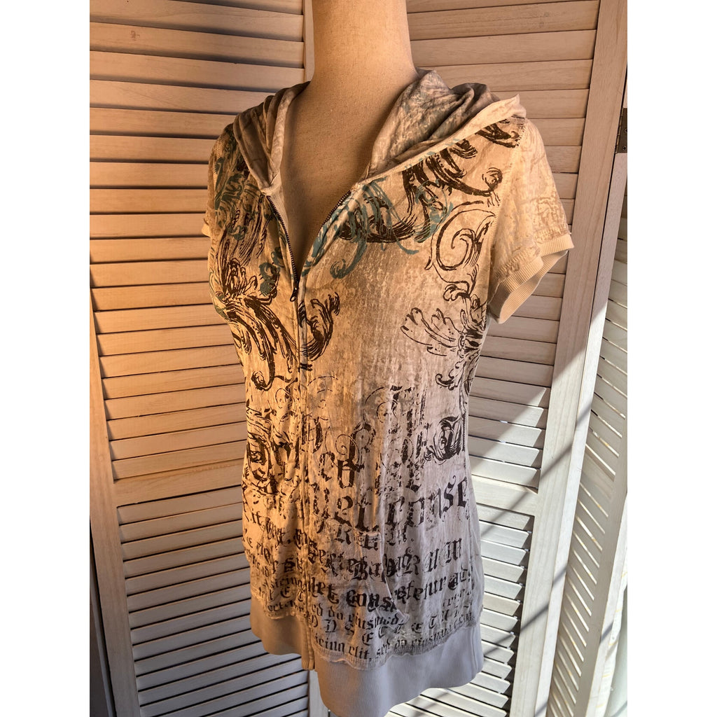 Maurices Y2K Zip Up Short Sleeve Hoodie Size XL