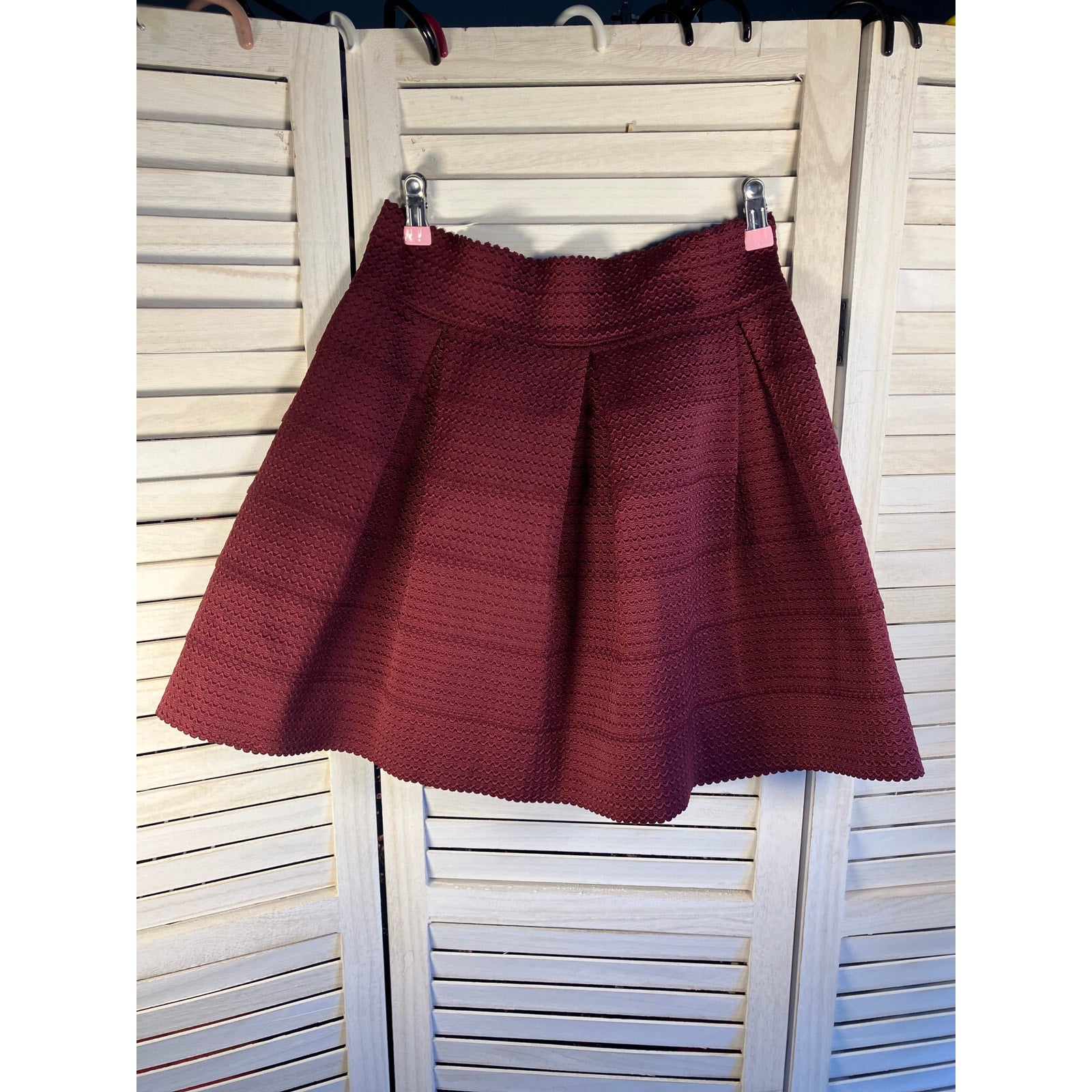 Womens Eyeshadow Maroon Banded Skirt Size L