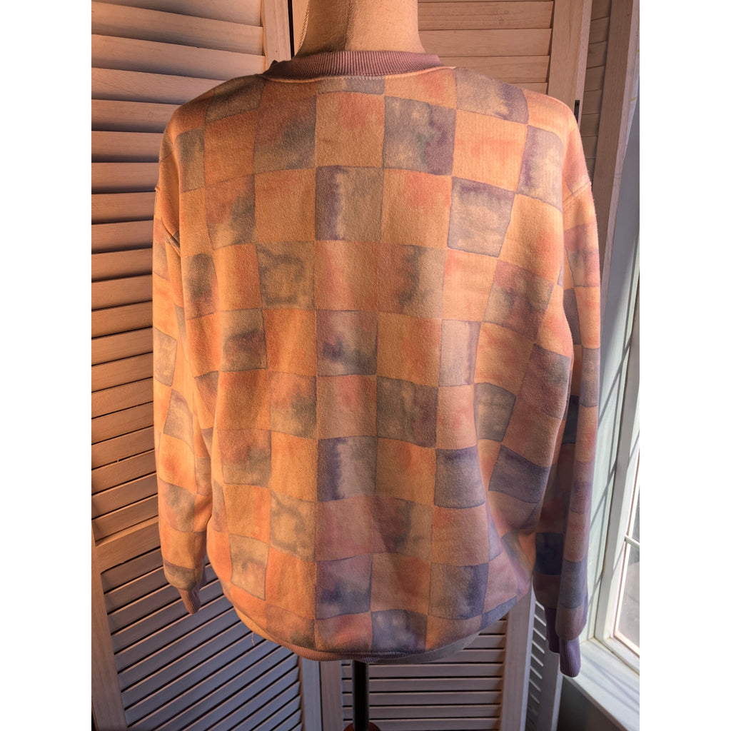 Pink & Blue Checkered Sweatshirt Size S