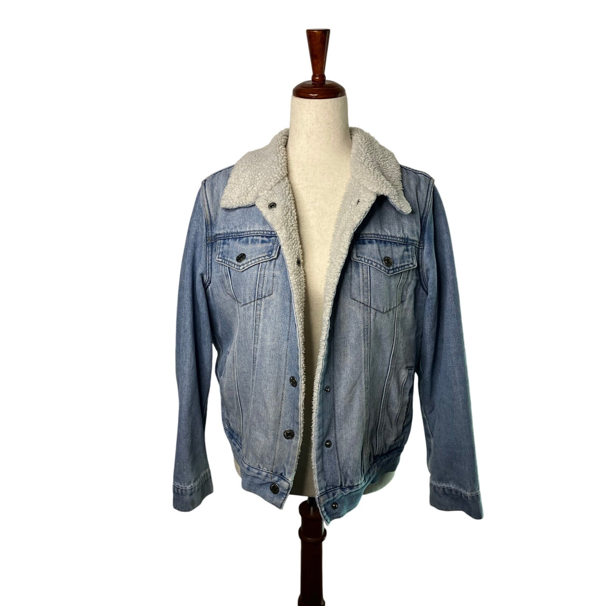 Working Title Denim Sherpa-Lined Trucker Jacket Size Large