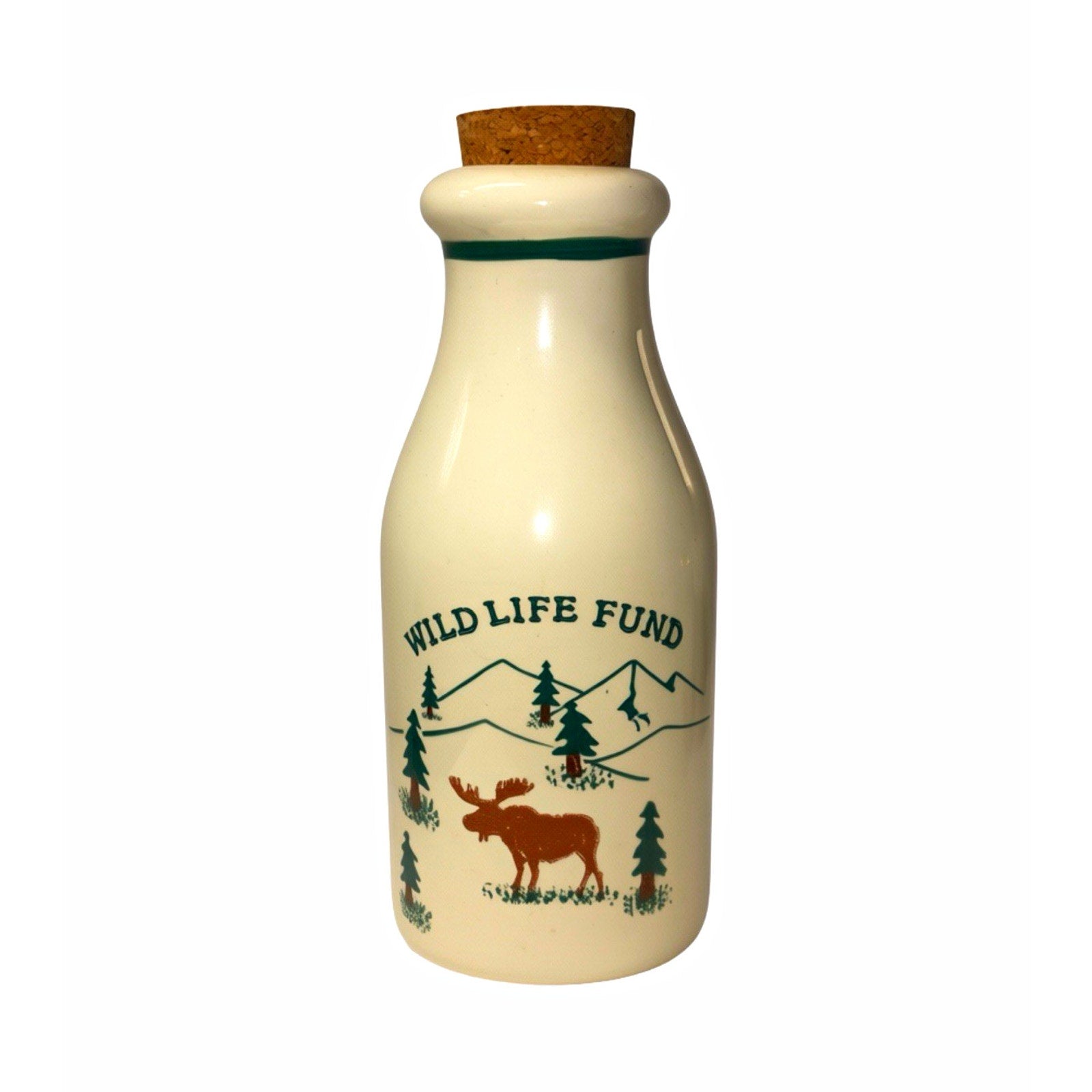 Crock Shoppe Ceramic Canister w/ Cork Lid Wildlife Moose Design Cylinder