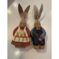 Denise H. Bunn 1988 Signed Hand Painted Wood Bunny/Rabbit Figurines Pair, 2 Pack
