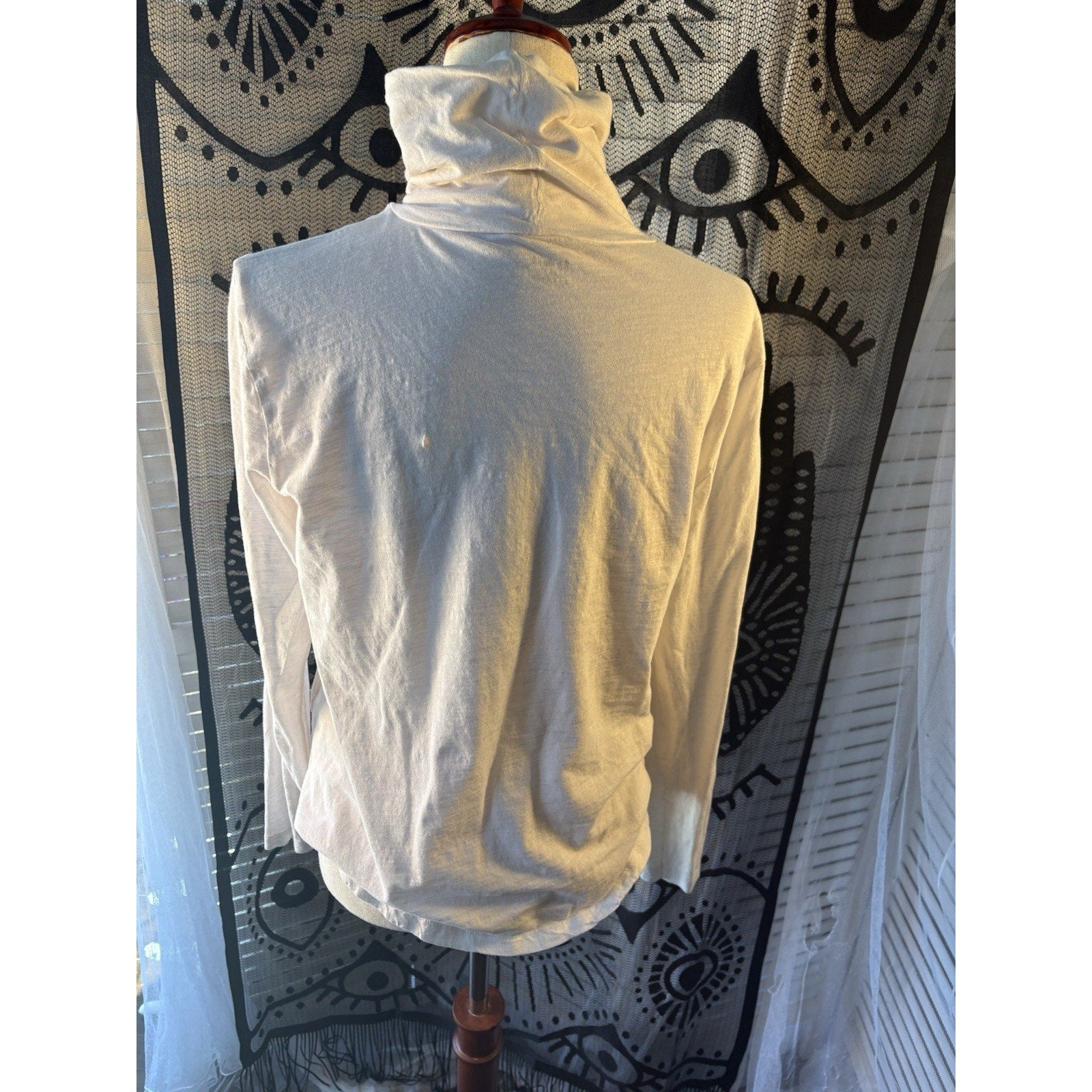 Madewell White Solid Knit Cotton Turtleneck Long Sleeve Women's Top L