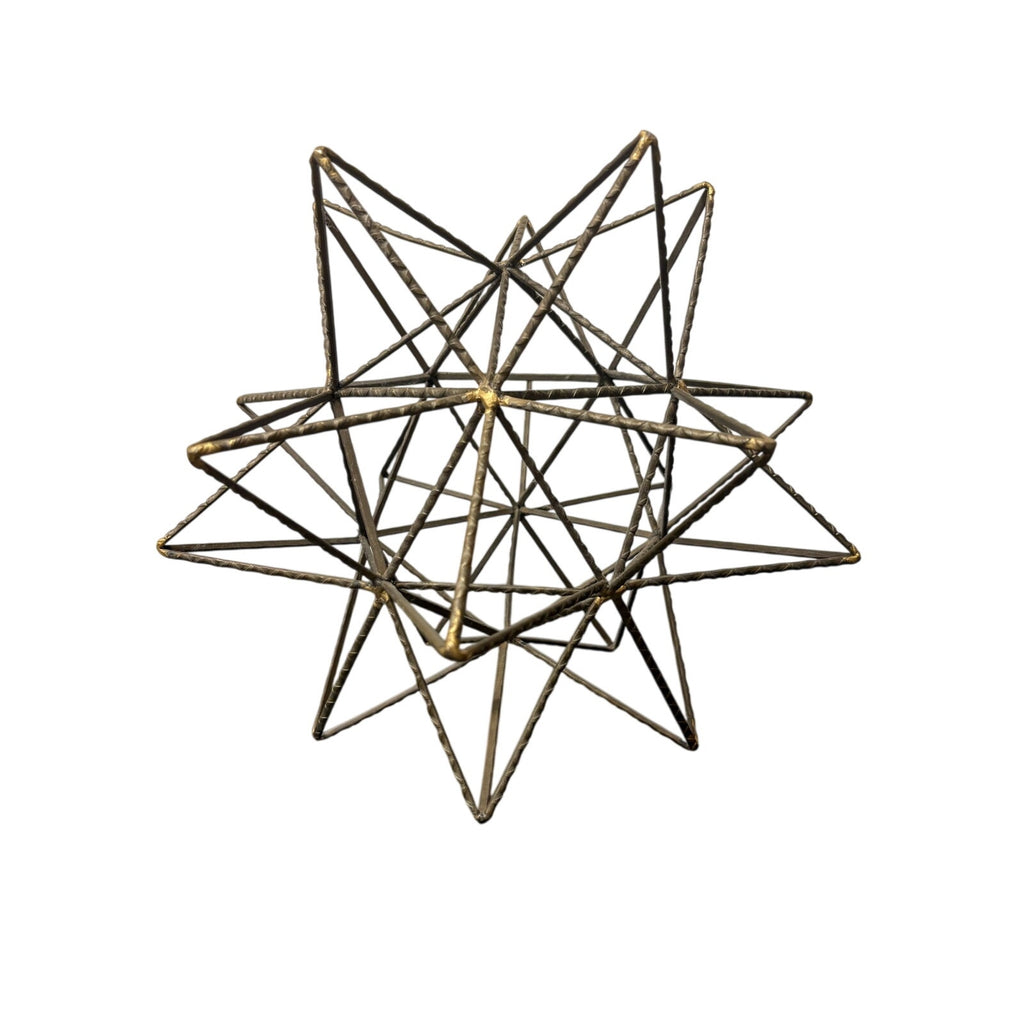 Large Gold Metal Geometric Star Sculpture 3D Wire Celestial Home Decor