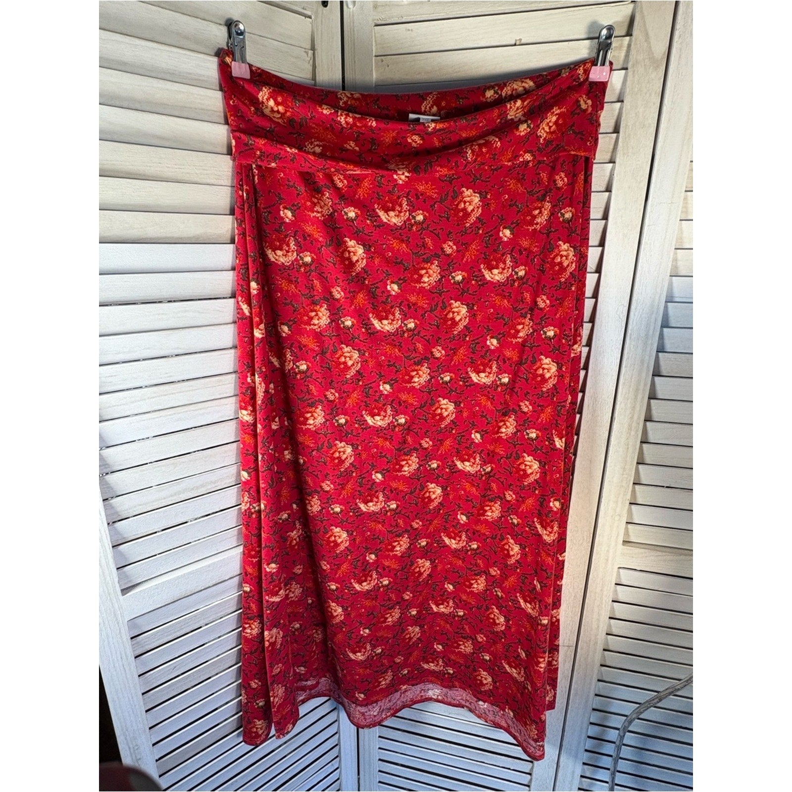 LuLaRoe Red Floral Maxi Skirt