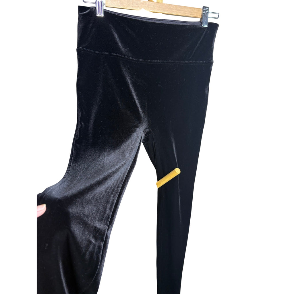Andrew Marc Black Velvet Leggings Pants Size M High Rise Stretch