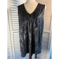 Susan Graver Shimmery Black Pleated V-Neck Tunic