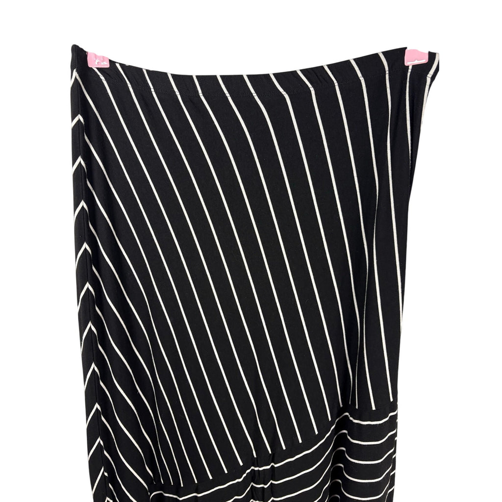 Matty M Black White Striped Asymmetrical Maxi Skirt Size Medium