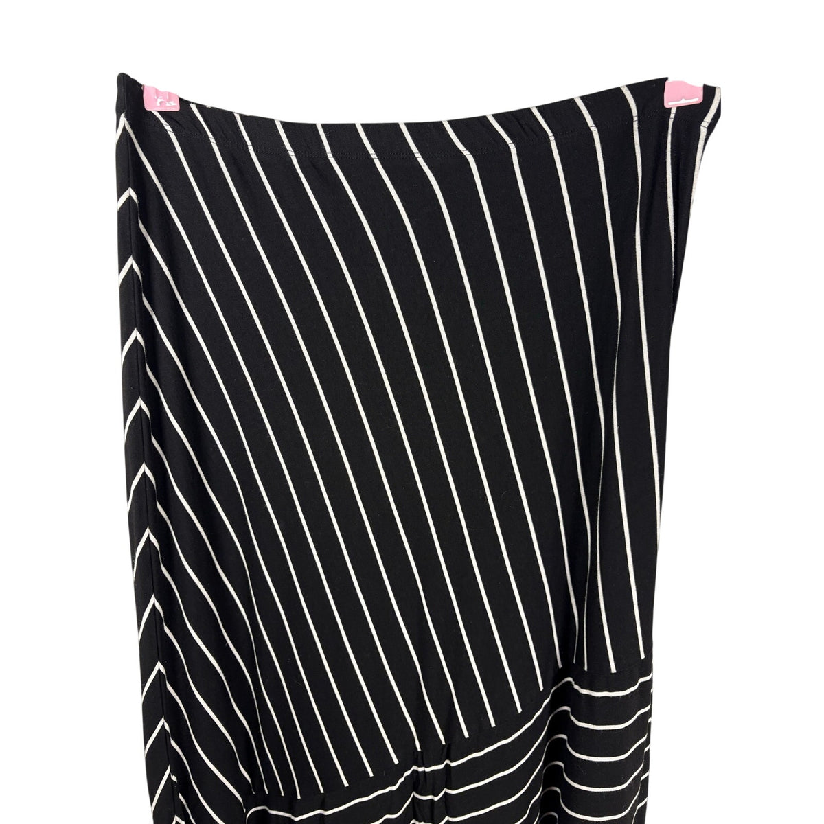 Matty M Black White Striped Asymmetrical Maxi Skirt Size Medium