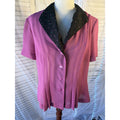 Danny & Nicole Pink Polka Dot Button-Up Collared Lightweight Blouse 16