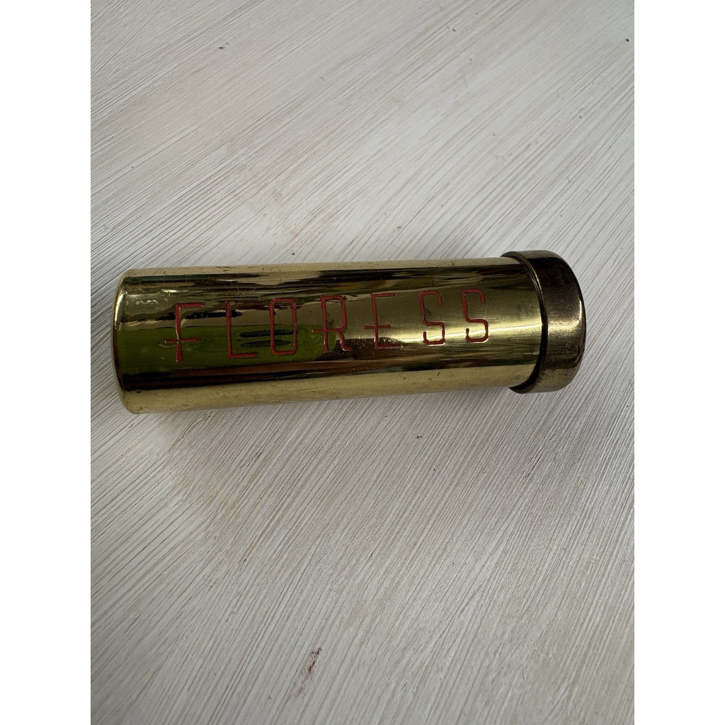 Vintage FLORESS Twilight Fuchsia Lipstick Gold Tone Metal Tube Rare Cosmetic