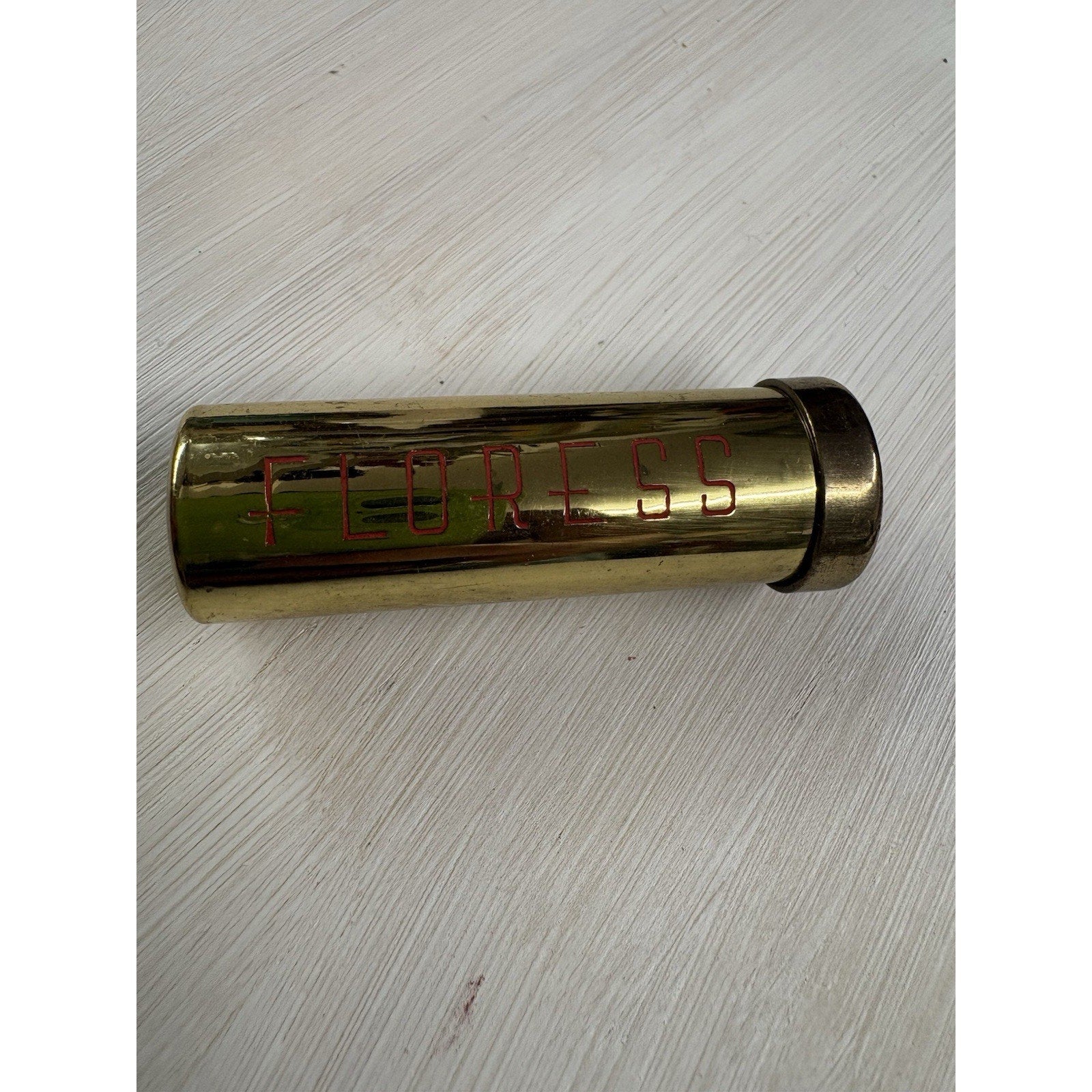Vintage FLORESS Twilight Fuchsia Lipstick Gold Tone Metal Tube Rare Cosmetic