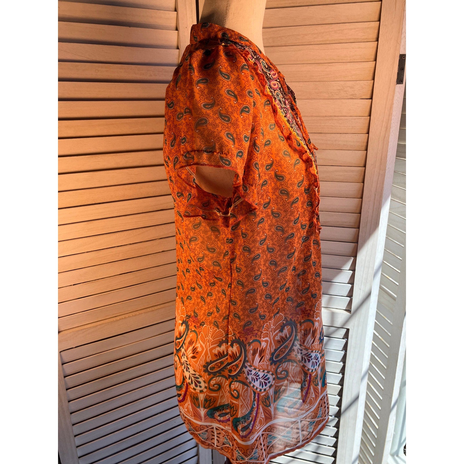 Six Degrees Orange Boho Blouse Womens Size L