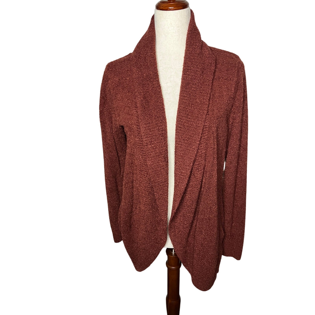 Max & Mia Women’s Medium Rust Burnt Orange Draped Open Front Cardigan Cozy