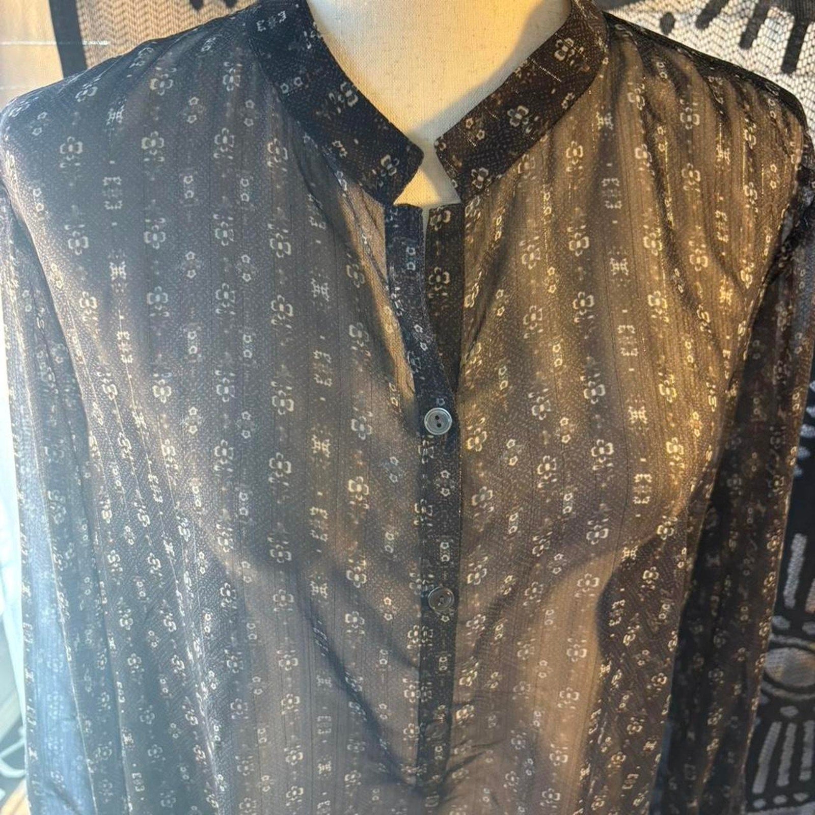 Worth sheer black button up
