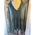 Time and Tru Dark Teal V-Neck Peasant Blouse
