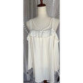 Fifth & Ninth Off-Shoulder Ruffle Tunic Blouse Ivory Straight Neck Polyester XL