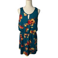 Hawthorn Teal Floral Sleeveless Blouson Dress Size Large