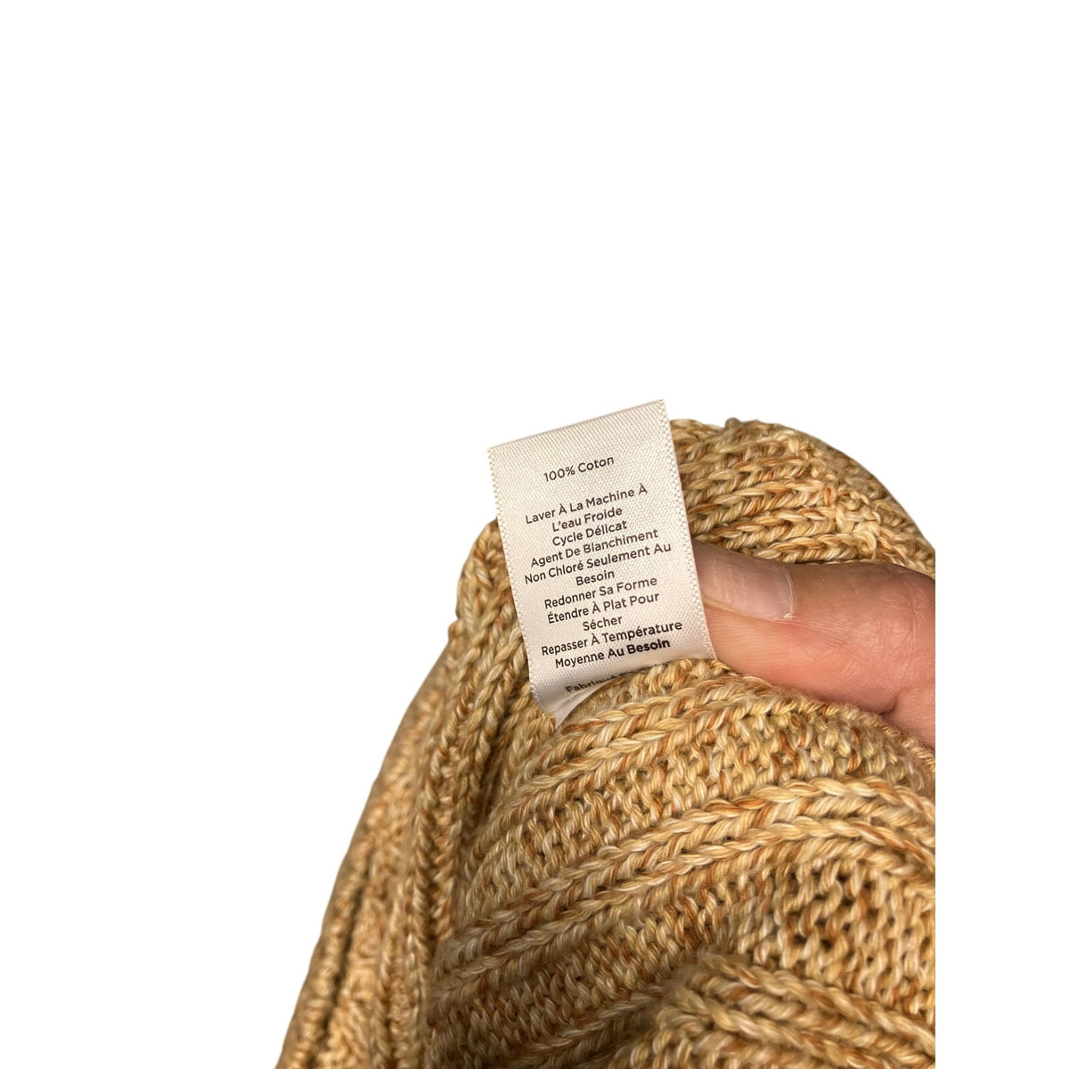 Talbots Women’s Large Cable Knit Cowl Neck Sweater Beige Oatmeal Button Detail