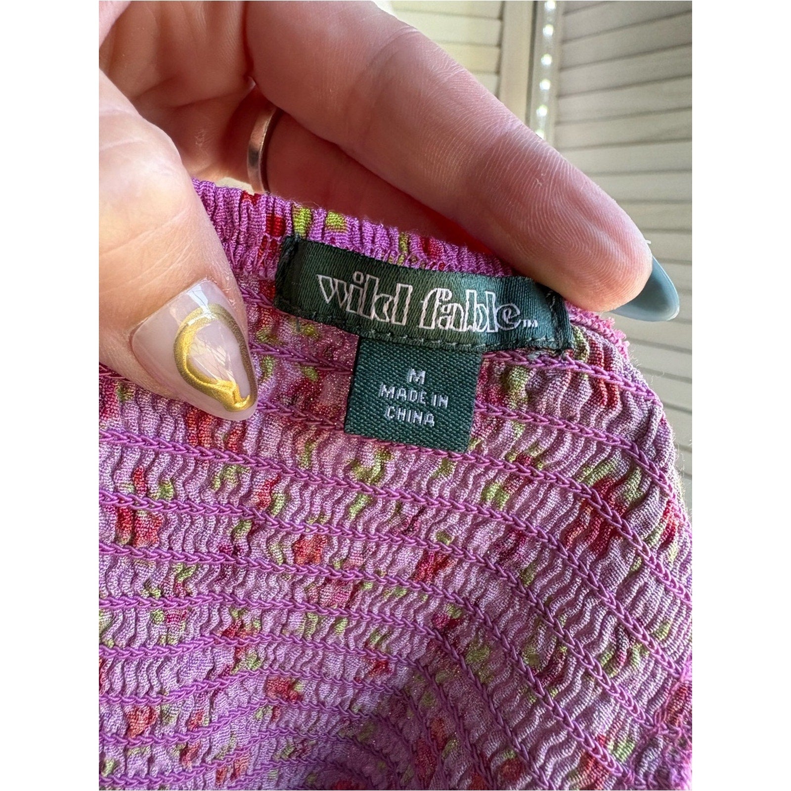 Wild Fable Lavender Pink Floral Smocked Top Size M