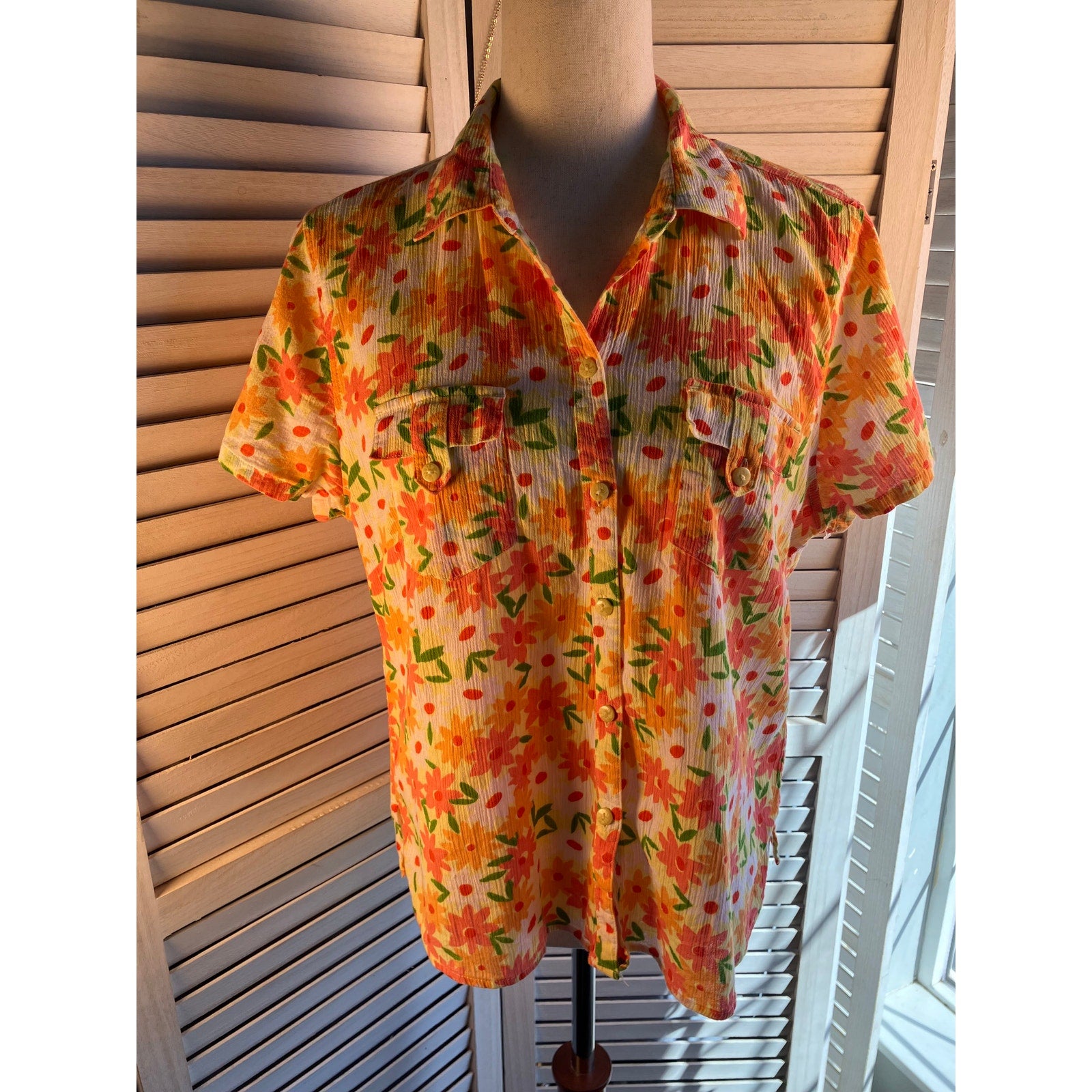 Christopher & Banks Floral Button up Blouse Size L