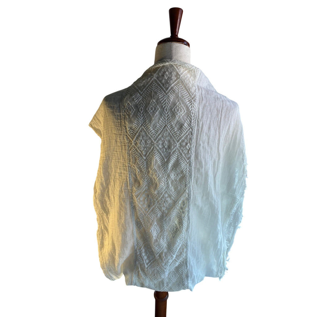 American Eagle Outfitters Cream Lace Gauze Boho Infinity Scarf