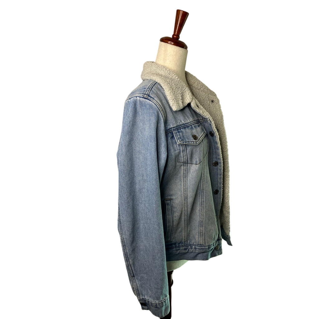 Working Title Denim Sherpa-Lined Trucker Jacket Size Large