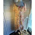 Scarlet Darkness Women’s L Pink Floral Smocked Square Neck Puff Sleeve Dress
