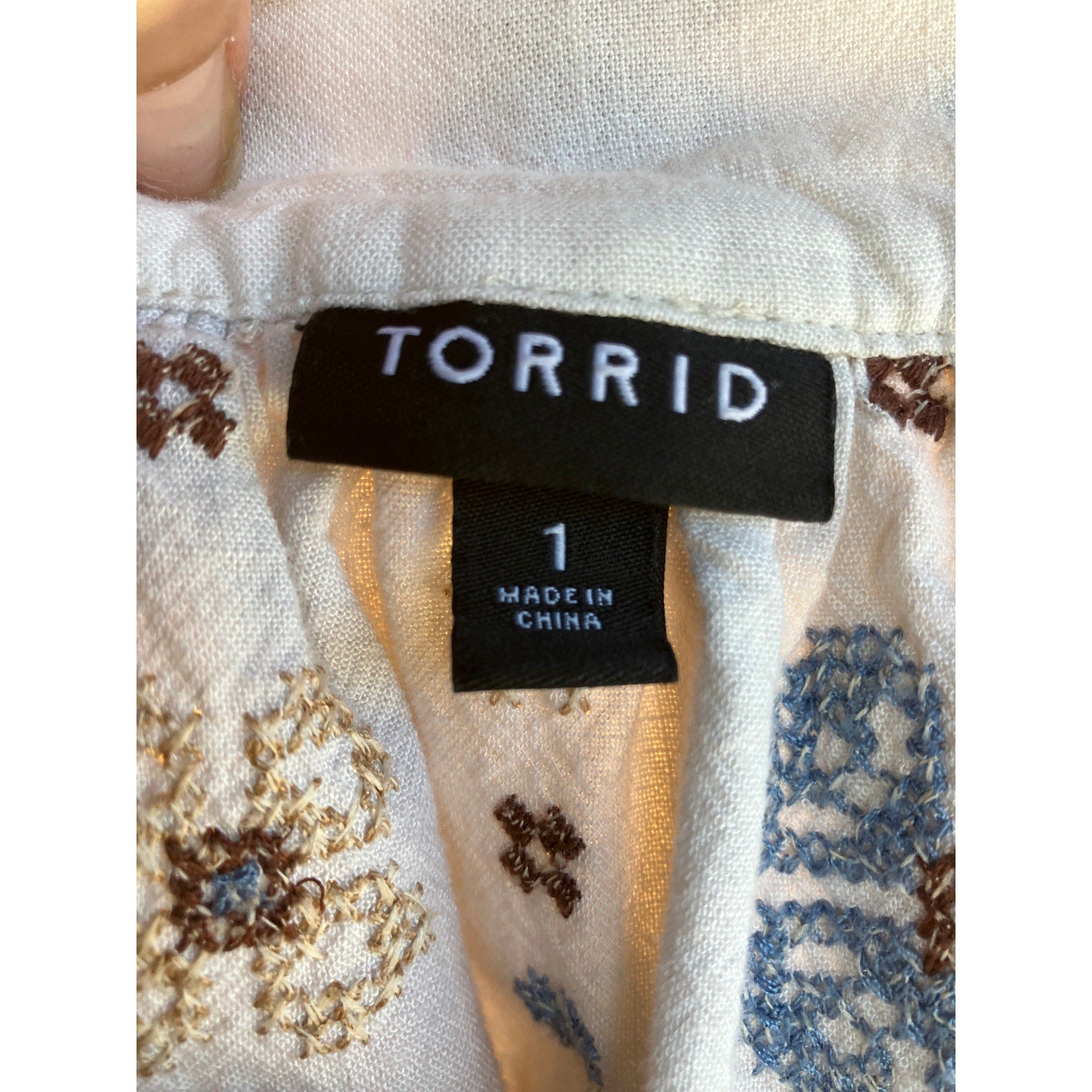 Torrid Womens Crossstitch Boho Blouse Size 1