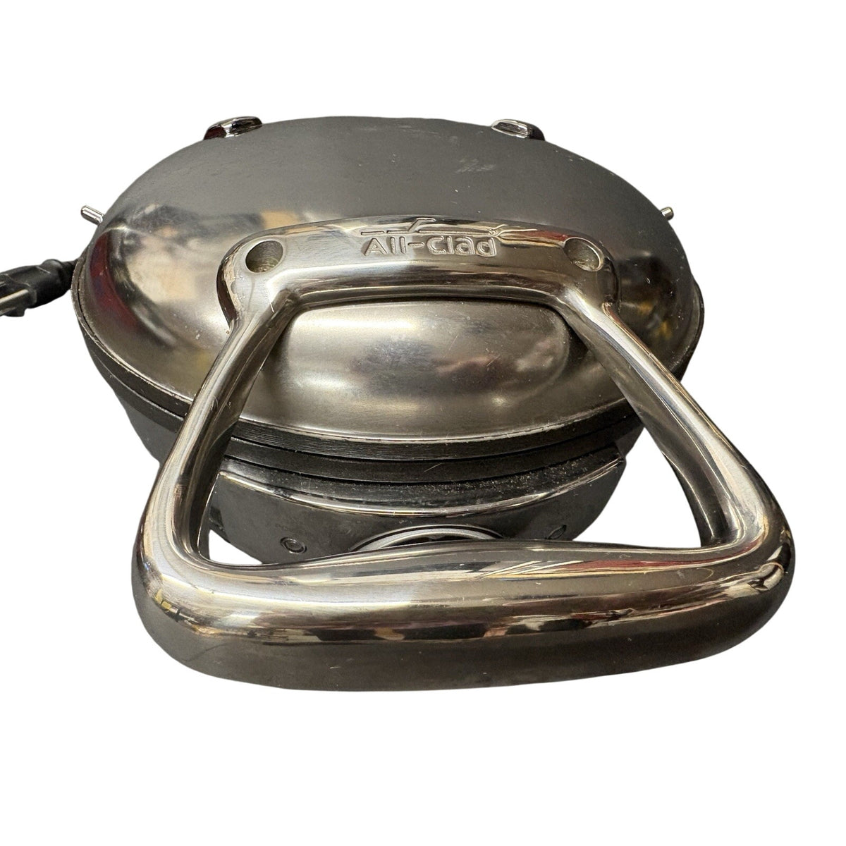All-Clad Round Belgian Waffle Maker 1000W Nonstick Adj Temp Indicator Light,Tested-Working.
