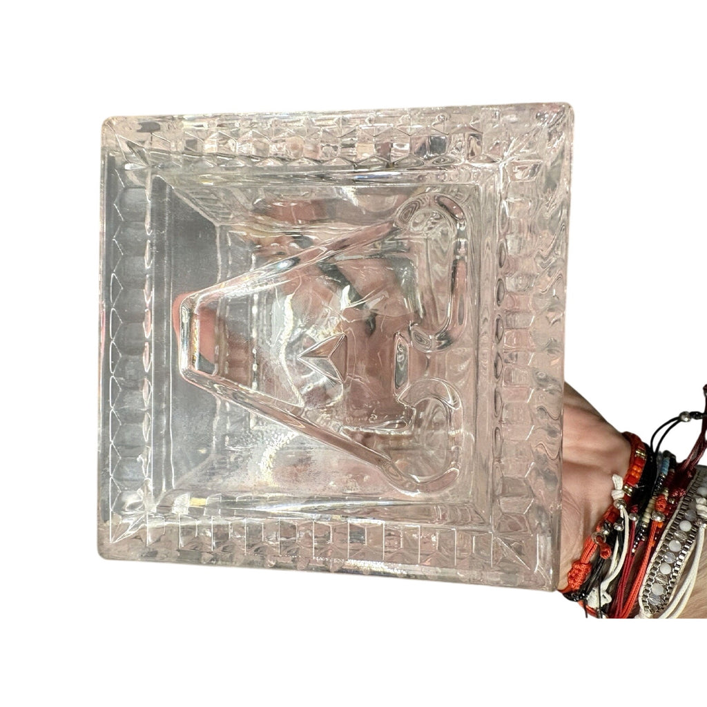 Clear Square Pressed Glass BABY square Open-Top Holder, Clear Glass Square Bowl