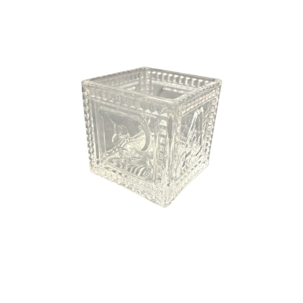 Clear Square Pressed Glass BABY square Open-Top Holder, Clear Glass Square Bowl
