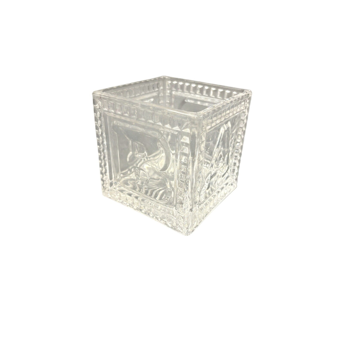 Clear Square Pressed Glass BABY square Open-Top Holder, Clear Glass Square Bowl
