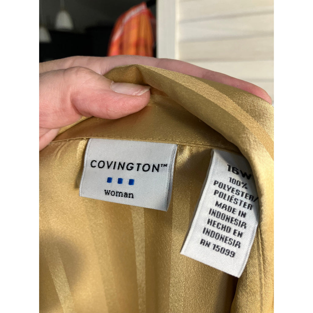 Covington Womens Gold Button Up Blouse Size 16