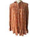 Vanilla Star Rust Orange Tribal-Print Button Front Blouse