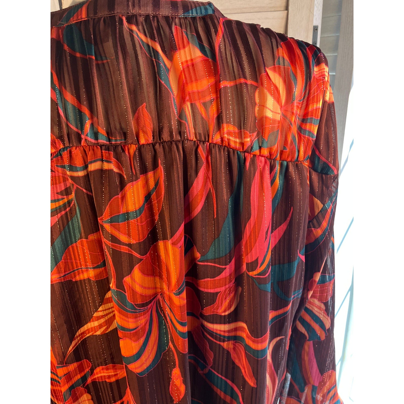 Zac & Rachel Orange and metallic long sleeve blouse Size XL