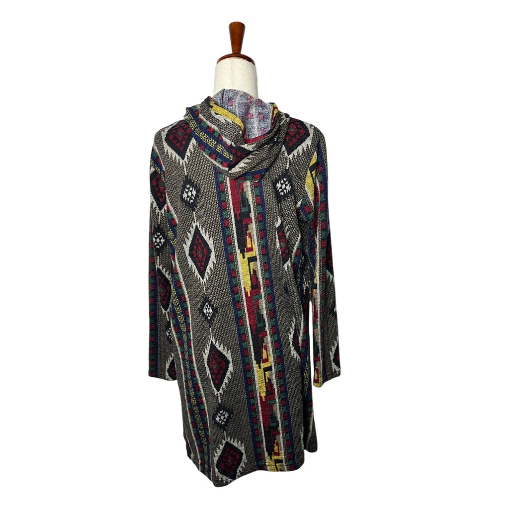 Almost Famous Women’s Large Southwestern Hooded Longline Cardigan