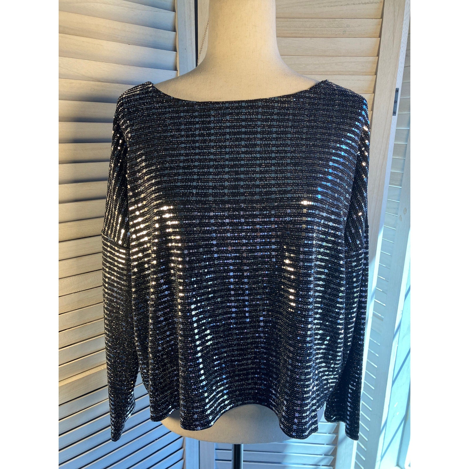 ISLE Metallic mirrored Dress Shirt 3/4 length sleeve