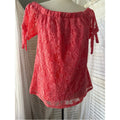 Coral Lace Off-Shoulder Camisole with Tie Sleeves