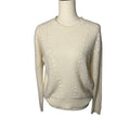 LOFT Women’s Medium Ivory Cream Textured Knit Crewneck Sweater Cozy Classic