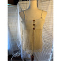 Cream Crochet Button-Front Spaghetti-Strap Camisole- adjustable