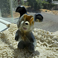 Ceramic Dog Figurine, Non Breed Specific, Black Gray Tan